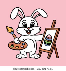 Easter Bunny Painting Egg Illustration	