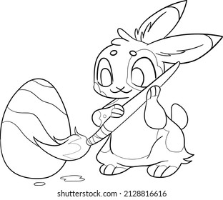 easter bunny painting egg outline