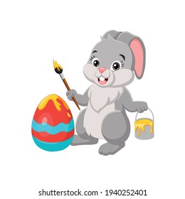 El conejo de Pascua pinta un hermoso huevo de Pascua