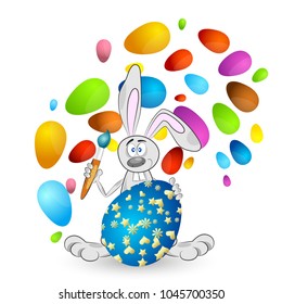 Easter bunny paints eggs illustration