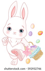 Easter bunny participating in an Easter egg hunt