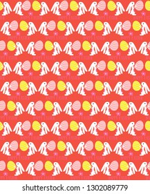 Easter bunny pattern. Cartoon illustration of easter bunny vector pattern for web design.