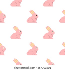 Easter bunny pattern seamless background in flat style repeat vector illustration