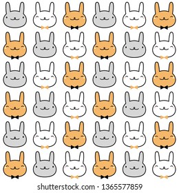 Easter bunny pattern. Seamless rabbit animal background.