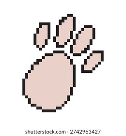 Easter bunny paw print pixel art icon. 8-bit style rabbit footprint, spring holiday animal track. Minimalist retro gaming aesthetic, festive symbol isolated on white background.