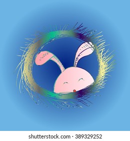 Easter Bunny peek in Nest