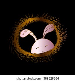 Easter Bunny peek in Nest