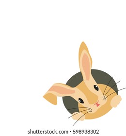 Easter Bunny peeking out of a hole. Vector illustration eps 10