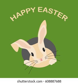 Easter Bunny peeking out of a hole. Vector illustration eps 10