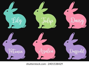 Easter Bunny Personalized Rabbit Easter Basket Tags Illustration