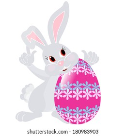 Easter bunny and pink egg/ Easter bunny and egg