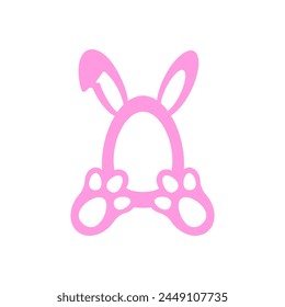 Easter bunny pink rabbit vector eggs holder with big paws photo face editor