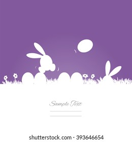 Easter bunny play egg game purple background