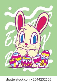 easter bunny pop art easter background vector design