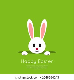 Easter Bunny pop out of the hole. Vector illustration.