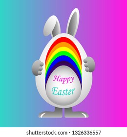 
easter bunny with  pride flag freedom
