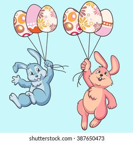 Easter bunny rabbit with balloons