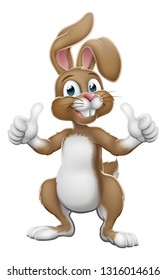 Easter bunny rabbit cartoon character giving a thumbs up