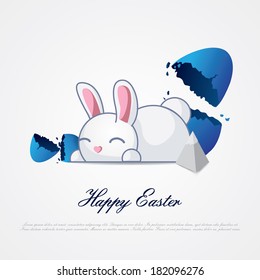 Easter bunny rabbit with colored Easter eggs 