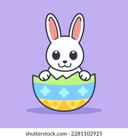 Easter Bunny Rabbit Coming Out of Egg