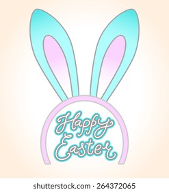 Easter bunny rabbit costume ears. Happy Easter. Text message. Web and mobile interface template.