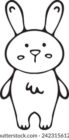Easter bunny rabbit in doodle style. Coloring book for children