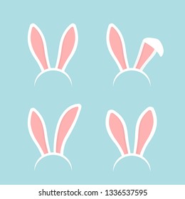 Easter bunny easter rabbit ears headband, mask collection. - stock vector.