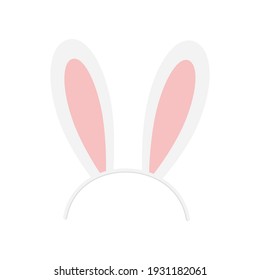 Easter bunny rabbit ears headband vector icon isolated on white background. Cute boy hair band mask illustration. Flat cartoon easter card design element. Spring hare ear hair accessory clip art.