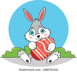 Easter bunny rabbit with egg