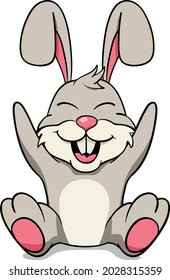Easter Bunny Rabbit with Egg Basket. Cute Rabbit Character.
