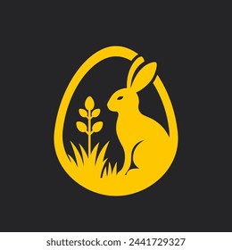 Easter bunny. Rabbit and egg. Easter illustration in simple style for Easter cards, banners, greetings and other projects.