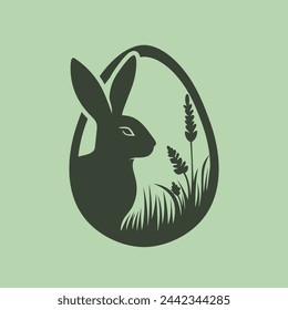 Conejito de Pascua. Conejo y huevo. Ilustración de Pascua en estilo simple para tarjetas de Pascua, banners, saludos y otros proyectos.