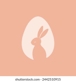 Easter bunny. Rabbit and egg. Easter illustration in simple style for Easter cards, banners, greetings and other projects.