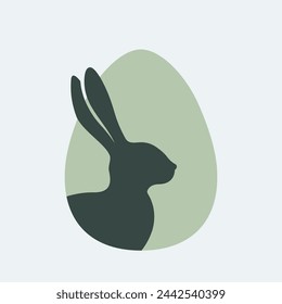 Easter bunny. Rabbit and egg. Easter illustration in simple style for Easter cards, banners, greetings and other projects.