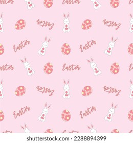 Easter bunny rabbit and egg on pink background illustration vector graphic perfect for kids or easter celebration