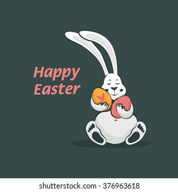  Easter bunny rabbit with Easter eggs 
