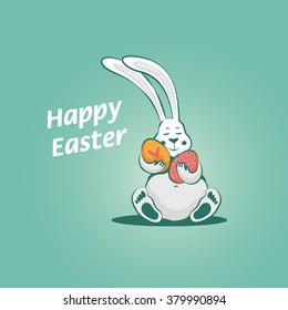  Easter bunny rabbit with Easter eggs 