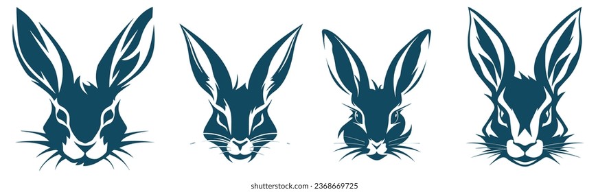 easter bunny rabbit festival icons set vector minimal illustration pack