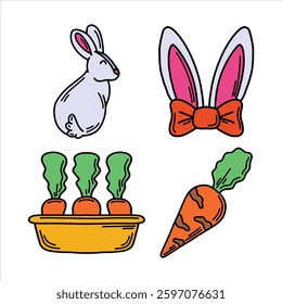 Easter Bunny Rabbit Handdrawn Vintage