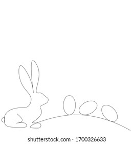 Easter bunny rabbit line drawing on white background. Vector illustration