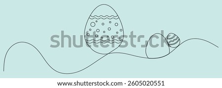 Easter bunny rabbit with Liner egg one continuous line vector illustration isolated on transparent background. Funny spring holiday symbol, Easter egg hunt concept.