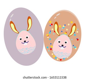 Easter bunny, rabbit on eggs