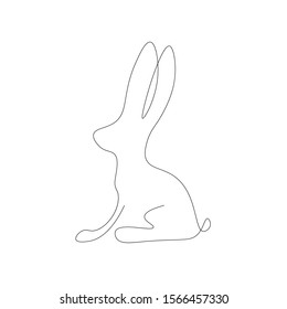 Easter bunny rabbit, one lines drawing vector illustration