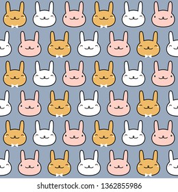 Easter bunny rabbit pattern. Seamless hare animal children wallpaper.