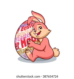 Easter bunny rabbit with pink egg