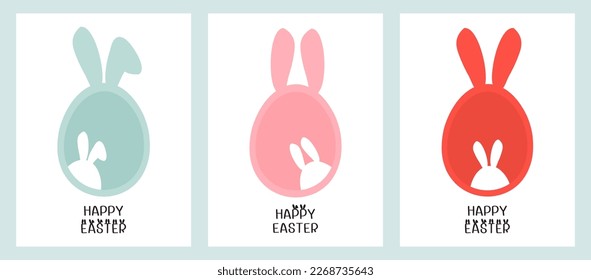 Cartas de signos de conejo de pascua con letras escritas a mano en ilustración vectorial de fondo blanco.