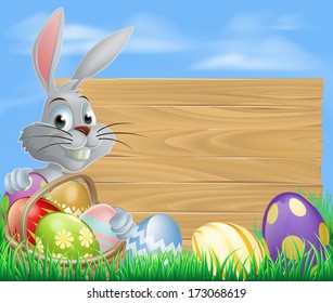 Easter bunny rabbit   sign and chocolate painted Easter eggs