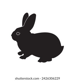 Easter bunny, rabbit silhouette. Hare vector, silhouette.  Bunny, rabbit vector illustration. Easter day element bunny, rabbit. Rabbit isolated on white background