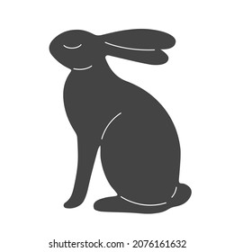 Easter bunny, rabbit silhouette. Isolated minimal vector clip art.