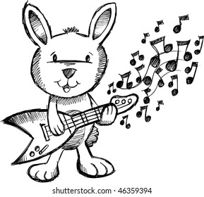 Ostersonnige Kaninchen-Vektorgrafik-Doodle